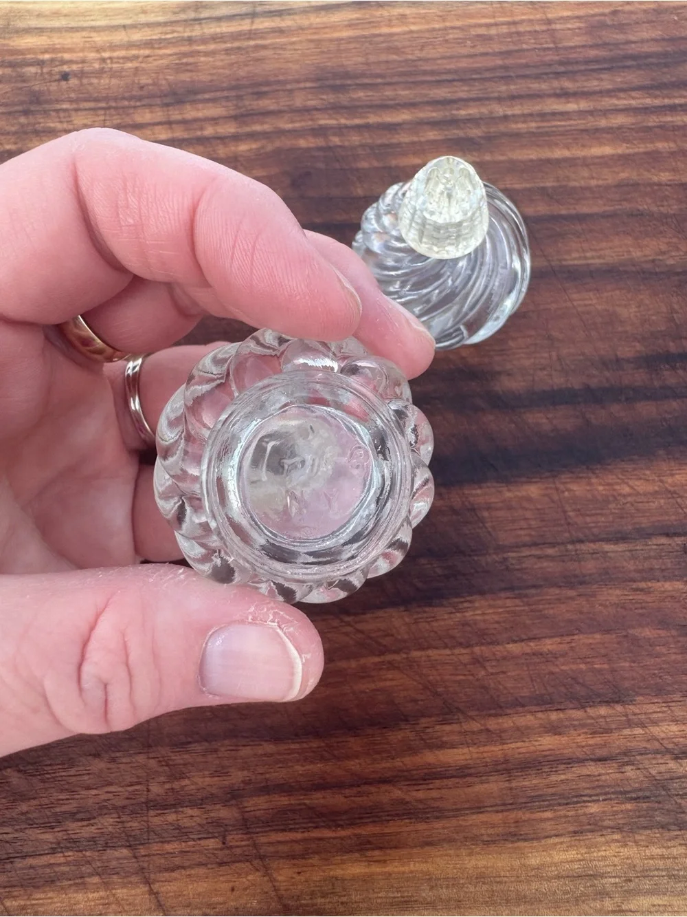 Vintage Irice Swirl Glass Salt & Pepper Shakers